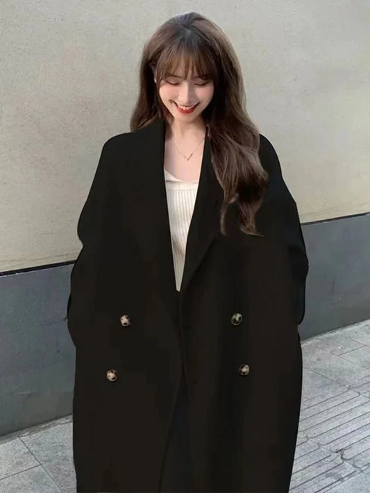 Winter Long Double-Breasted Coat for Women