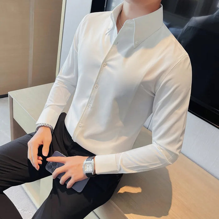 French Style Pointed Collar Men’s Shirt