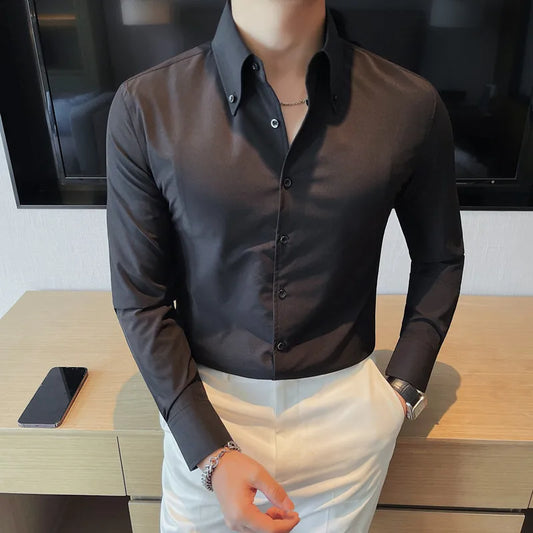 French Style Pointed Collar Men’s Shirt