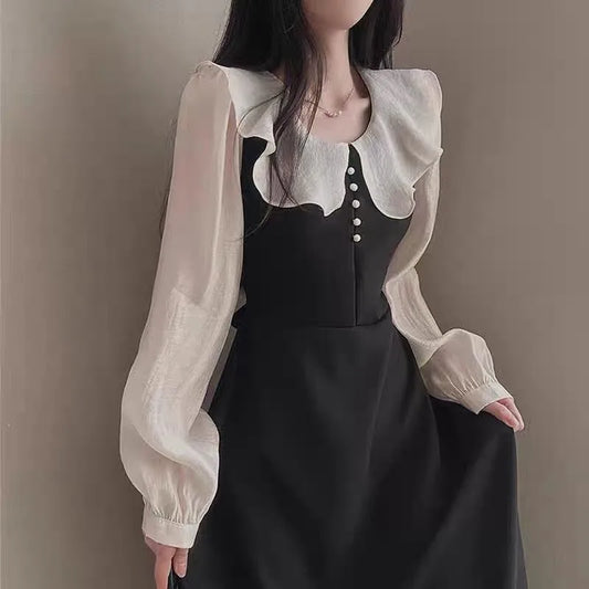 French Vintage Long Sleeve Dress