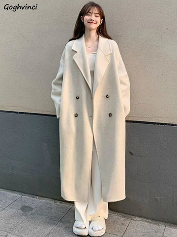 Winter Long Double-Breasted Coat for Women