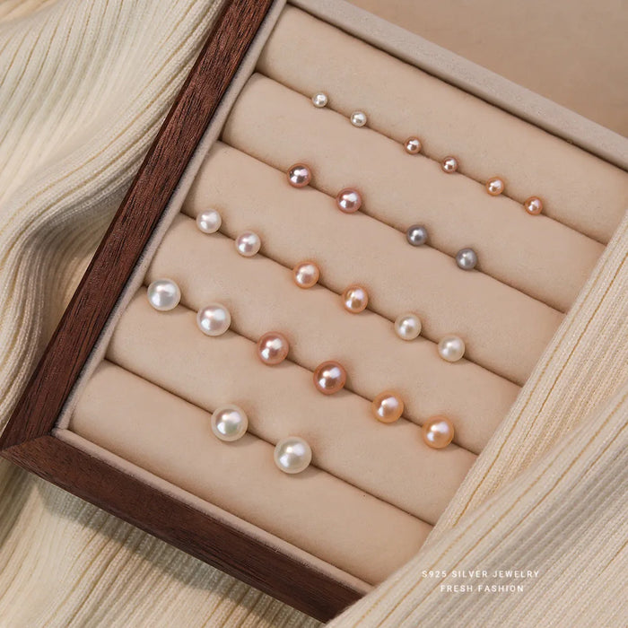 925 Sterling Silver Freshwater Pearl Stud Earrings