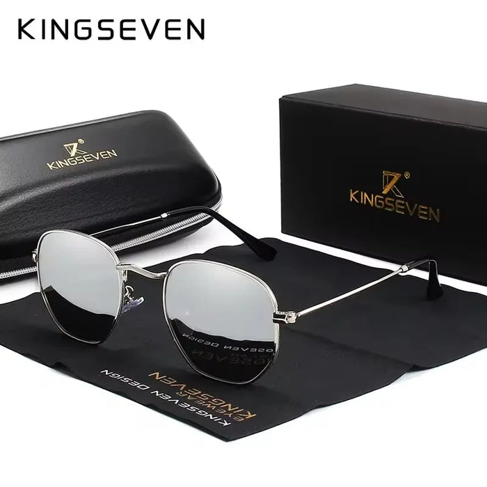 KINGSEVEN Reflective Hexagon Sunglasses