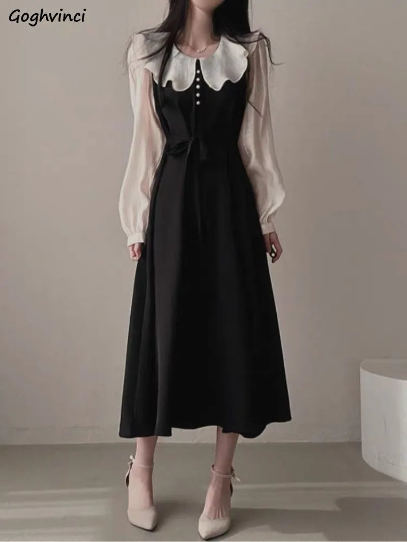 French Vintage Long Sleeve Dress
