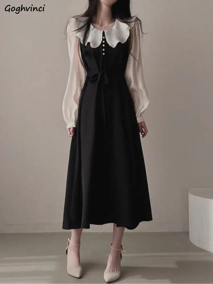 French Vintage Long Sleeve Dress